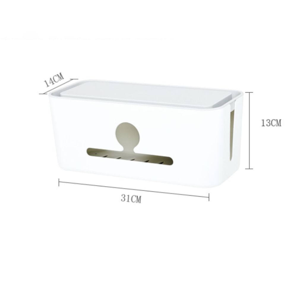 Multi-Purpose Cable Organizer Space Saving Hollow-out Cord Management Case with Lid Charger Plug Storage Box Home Office