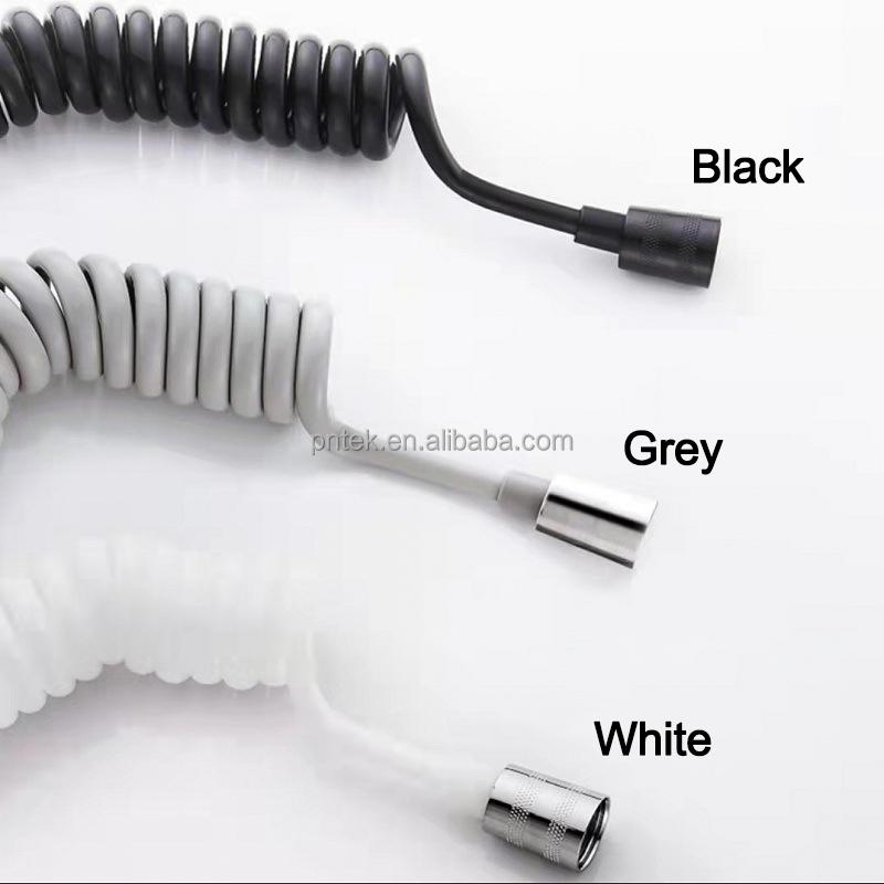 White Plastic PU PE Shower Flexible Stretch Hose High Quality Telephone Pipe Hose Spring Hose Pvc Showerhose (Black,1.5m)