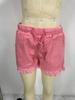 Women's Elastic Waist Tassel Denim Shorts
