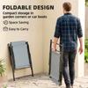 Folding Garden Chairs Set of 4, Outdoor Dining Chairs with Wide Texteline Seat, High Back and Armrests, Light Grey