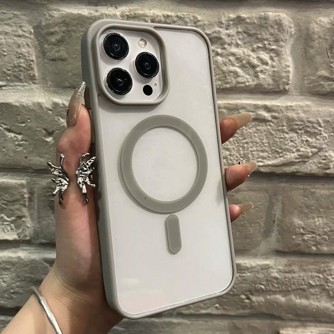 For Magsafe Wireless Charge Case For iPhone 11 12 13 14 15 Pro X XR XS Max 7 8 Plus Magnetic Bumper Transparent Cover