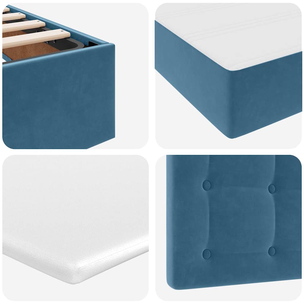 Storage Bed with Mattress Dark Blue 140 x 200 cm Velvet