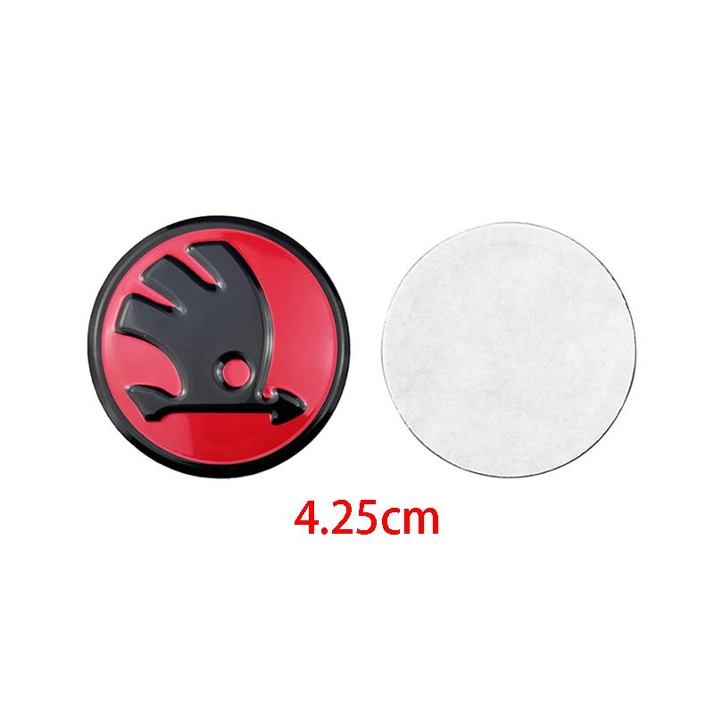 WMZW4 Aluminum Alloy 42.5mm Car Steering Wheel Center Stickers for SKODA Rapid Octavia Fabia 1 2 Karoq Kodiaq Yeti Superb Interior