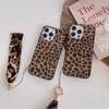 Applicable to iphone14/13promax leopard print leather case mobile phone case portable lanyard anti-drop case 12pro protective case