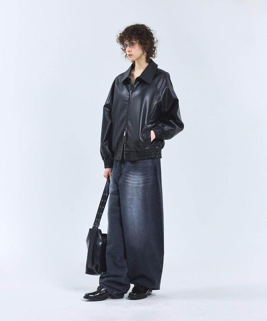 Standarderror 87-Stan058 Raglan Leather Blouson Jacket Black