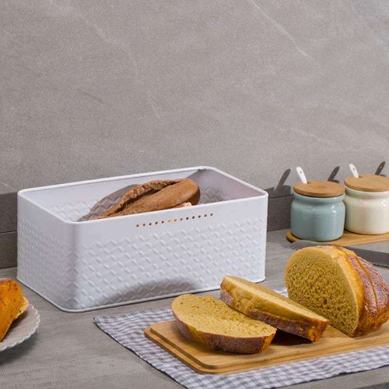 Kitchen Bread Storage Box Tall Bread Holder with Lid Large Metal Bread Organizer Cases Bread Loaf Storage Container