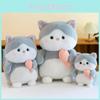 Eating Fish Cartoon Cat Plush Toy Cute Bedtime Companion Girl Kid Gift Holiday