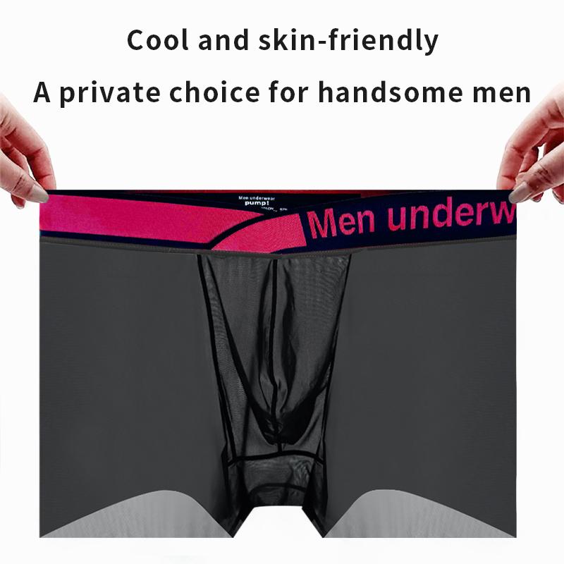 1 Piece V Low Waist Men's Boxer Transparent Ultra-thin Ice Silk Men Underwear Sports Breathable Sexy U Convex Man Boxershorts Trunks