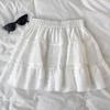 Women Lace Mini Skirt Summer Cake Ruffled High Waist Slim A Line Skirt Shorts Korean Female Kawaii Casual College White