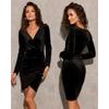 Women's Spring Fashion Canary V-neck Long Sleeve Evening Dress