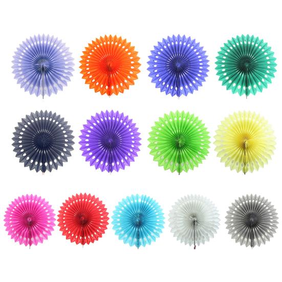Paper Fan Flower Round Skeleton Scene Setting Props Paper Fans Pinwheels Hanging Flower for Party