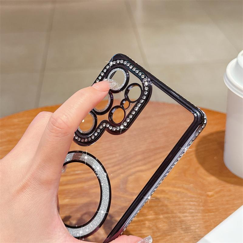 For Samsung A56 A36 A26 A16 A55 A35 A25 A15 A05 Crystal Diamond Clear Case Bling Sparkly Magsafe Magnetic Wireless Charging Case