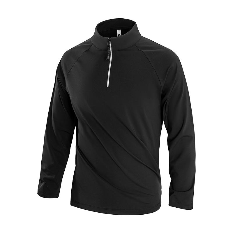 

Men s Thin -Lined Long Sleeve T-Shirt, Fall Clothing Stand Collar Bodycon Warm Soft Breathable Half Zip Pullover Top Sports Quick-dry HALFZIP 4XL