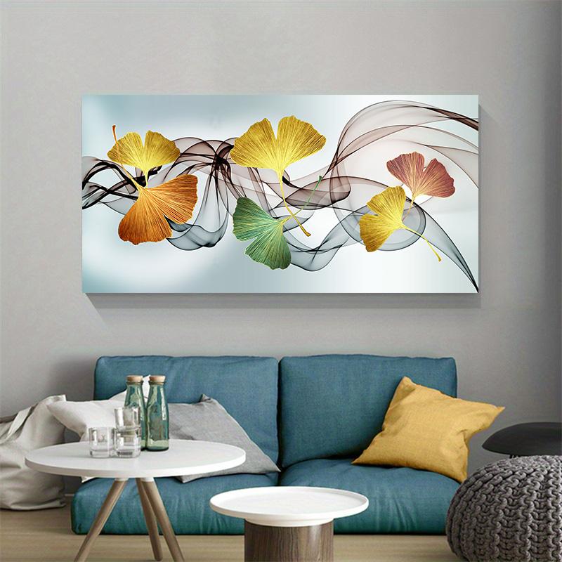 Blau Gelb Ginkgoblätter Leinwandmalerei Poster und Drucke Nordische Wandkunst Bilder für Modernes Wohnzimmer Cuadros Decor
