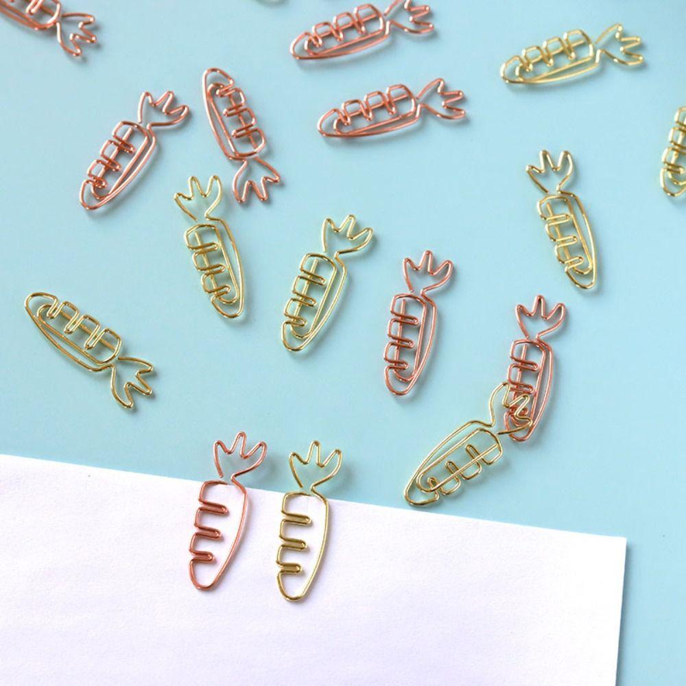 20pcs Carrot Shaped Metal Paperclip Metal Bookmark Holder Paper Decorative Clip  Home