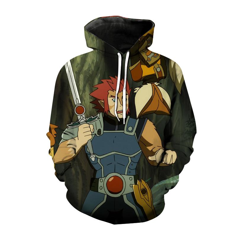 Sword Hero Anime Fleece Hoodie, Men's Thick Warm Autumn Winter Sweatshirt, Warrior Character Print Pullover for Anime Fan Meetups