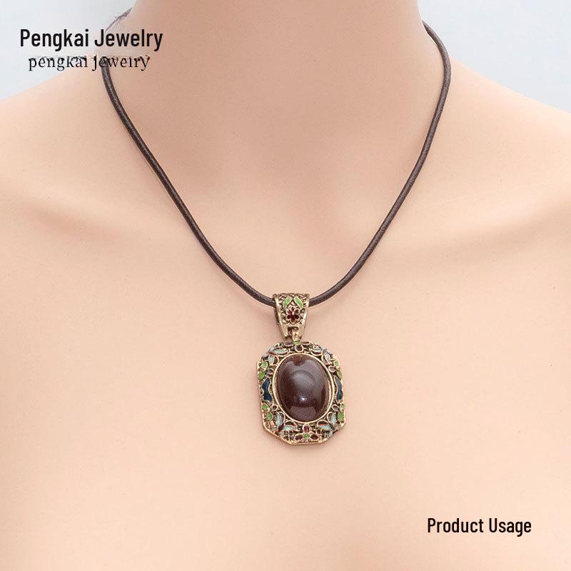 Handgefertigte DIY Kristall & Echtes Rindsleder Halskette Anhänger Zubehör