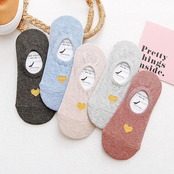 5 PairsLot Women Socks Summer New Lovely Invisible Sock Slippers No Show Socks Cute Love Print Ankle Socks Female Short Socks