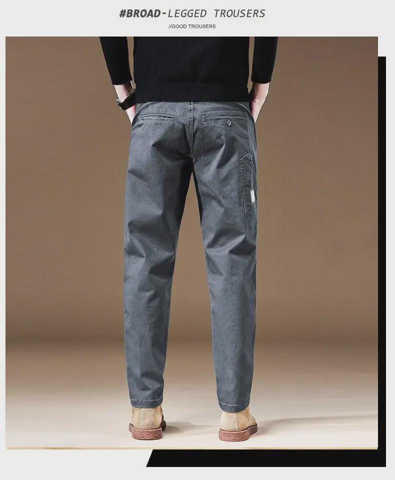 Men's Khaki Stretch Casual Pants - 2024 Spring/Autumn High-End Cotton Loose-Fit Overalls.