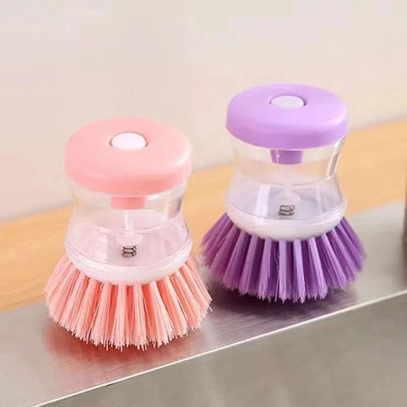 

Dishwashing Brush 4-Pack: Multi-Functional, Non-Stick, Press-Type Design with Automatic Liquid Dispensing Multifunctional, Non-Stick, Liquid-Refillable