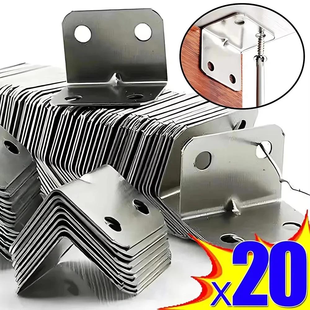 20PCS Stainless Steel L-Shaped Corner Code 90 Degree Laminated Furniture Plate Hardware Right Angle Bracket Cabinets Amagi