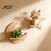 Forest Theme Wall Decoration Moon Star Shelf Boho Wooden Floating Shelves Storage And Mounted Plant Holder for Living Room Bedroom Modern Home