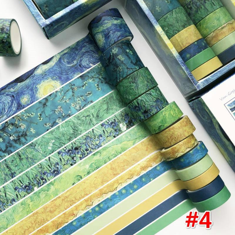 8 stiler DIY Dekorativ Scrapbooking Maskeringstape Selvklebende etikettklistremerker Tape Blomsterblader Washi Tape 12 ruller/sett