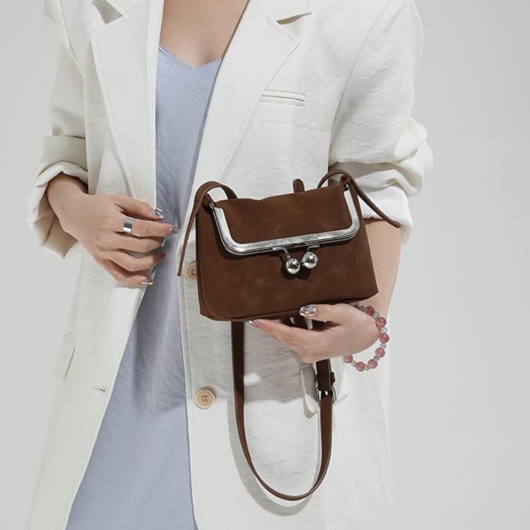 Metal clip button small square bag light luxury texture shoulder bag