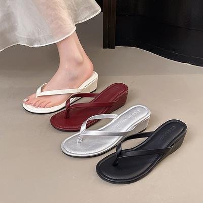 Slope Heel Fashion Clip On Cool Slippers Women Flip Flops High Heel Slippers
