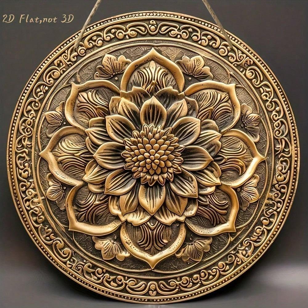 Ručně vyřezávané dřevěné mandalové nástěnné umění 8palcová kulatá geometrická dekorace pro domov Bohemický Květ života Ornament