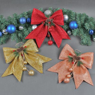 Weihnachts-Kiefernzapfen Großes Schleifen-Ornament DIY Weihnachtsbaum-Anhänger Szenerie-Arrangement Zubehör Anhänger