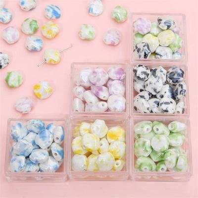 5 PZ Perline di Ceramica Schizzi di Inchiostro Macchie Placcate Perline Colorate per Collana Bracciale Fai da Te Componenti per Creazione Gioielli