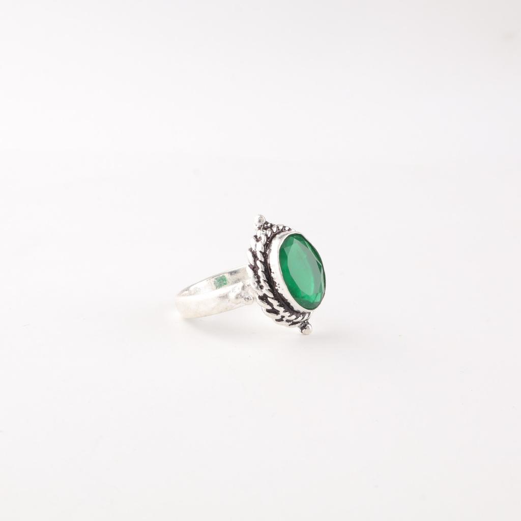 Natural Green Onyx Gemstone 925 Sterling Silver Jewelry Handcrafted Wedding Ring RR-9-12