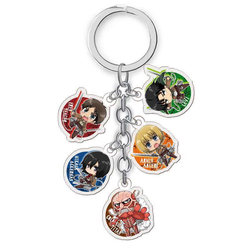 Attack on Titan Anime Acrylic Double Sided Transparent Keychain Set of 5 Pendant Hanging Accessories for Fans Collection Durable Gift