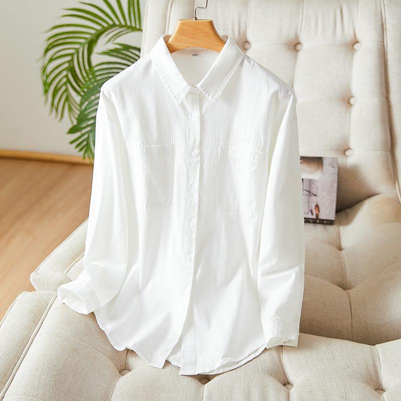 

Белая женская рубашка с длинным рукавом, новая весенняя, средней длины, базовая, из чистого хлопка, для работы M белый