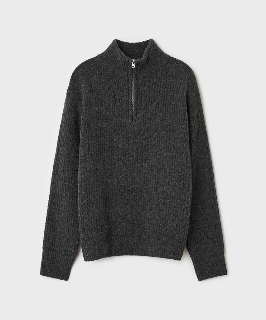 Bellie Lumpy Half Zip Sweater - Melange Grey