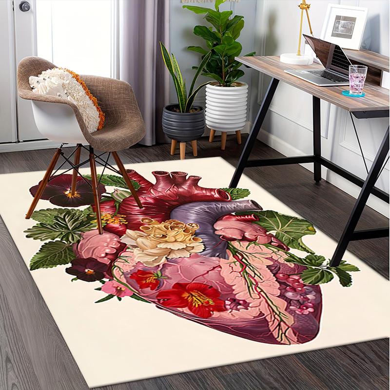 Heart Flower Theme Chair Mat Office Carpet: Oversized Rug for Home Decor, Sofa Carpet, Desk Mat - Perfect Gift for Any Room In Bedroom or Li