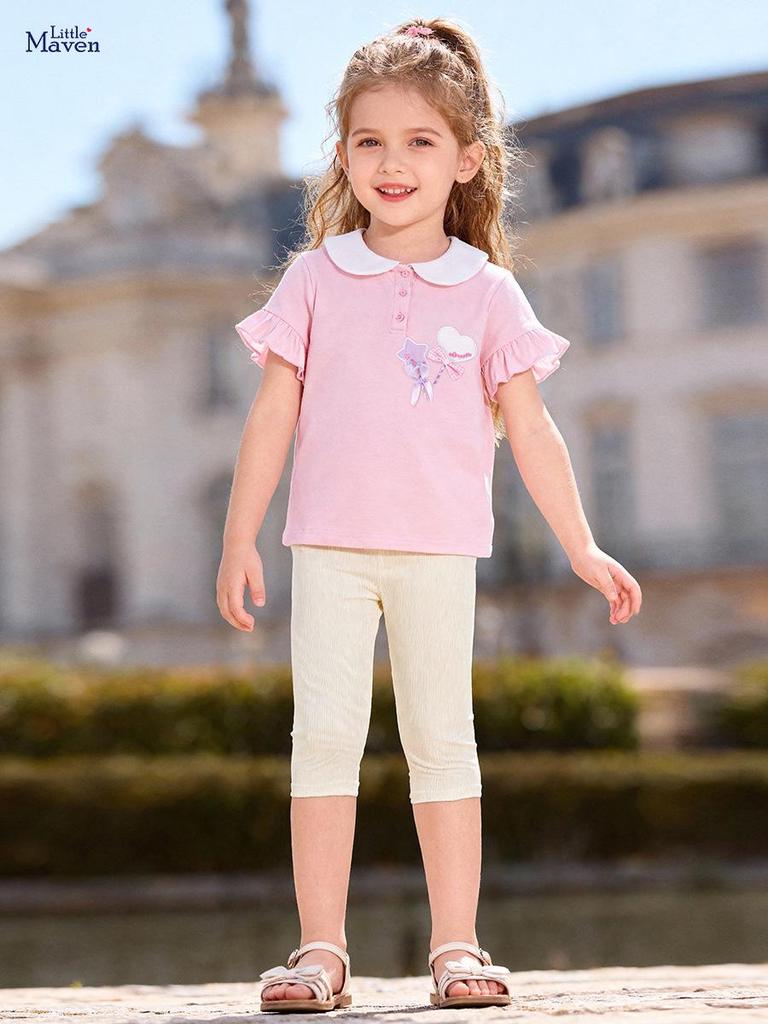 Little Maven Summer Girls' Cute Two-Piece European Style Set