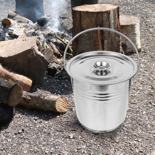 Mipcase Fireplace Ash Bucket, Durable Metal Storage Bin for Fireplace Ashes, Compact Size with Easy-Carry Handle for BBQ and Stove Cleaning