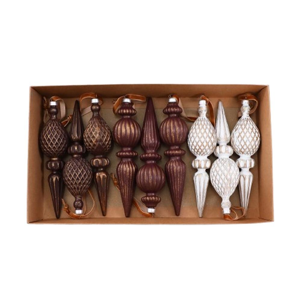 Plastic Christmas Tree Icicle Hanging Baubles Antique Style Xmas Balls Hanging Pendants  New Year