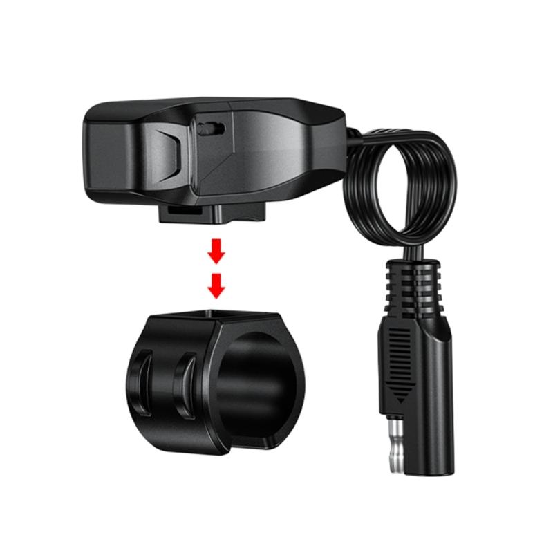 Motorcycle Type-C Port SAE To USB-C Adapter DC9-24V Fast-Charging Adapter Power Outlet for Cellphone Tablets