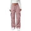 Women’s Retro Straight Leg Cargo Pants with Drawstring Cuffs Loose Fit Elastic Waistband Utility Trousers for Daily Wear