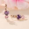 Brincos Pendentes de Coração de Zircônia Roxa da Moda para Mulheres Brincos Pendentes de Argola Cor Ouro Joias para Festa de Casamento Presente