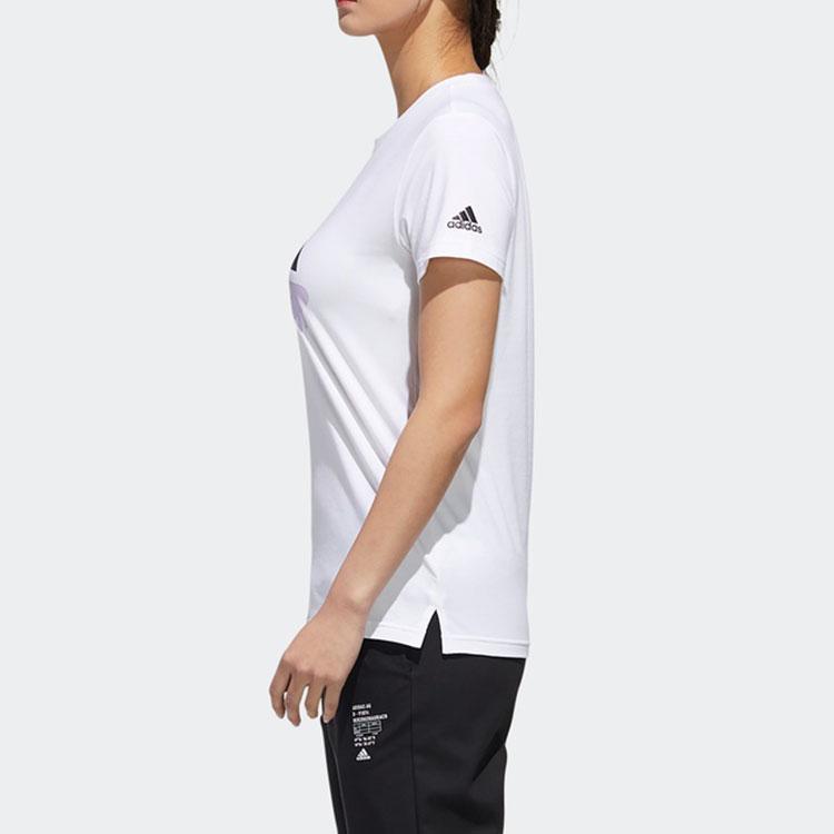 Adidas Sub Logo Tee Casual Sports Round Neck Short Sleeve T-Shirt Women Tops White GL5637