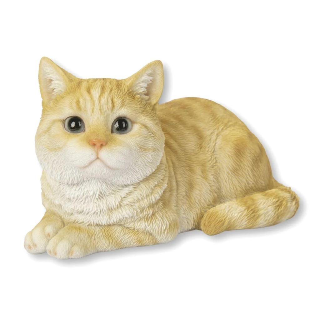 Ubia Lying Brown Tabby Cat 17 x x cm Doll Figure Ornament Animal Garden Decoration Realistic Cute Cat 10.5 9.8 H24178-1