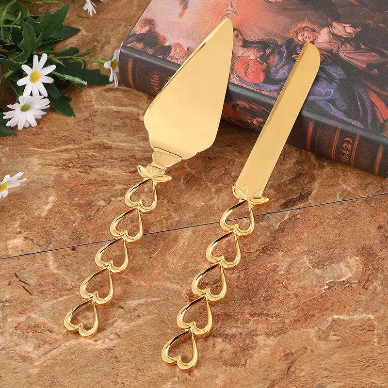 2Pcs Wedding Cake Knife and Shovel Pizza Bread Knife Wedding Supplies Cake Knife Triangle Bread Shovel Baking Tools