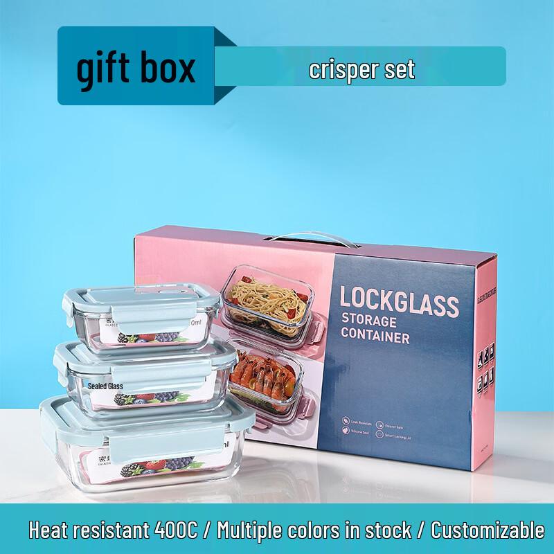 Ru Han Nordic Blue Heat-Resistant Glass Food Container Set