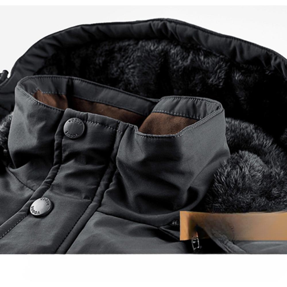 Herren Winterjacke mit Kapuze, dicker Parka-Mantel mit Fleece-Futter und mehreren Taschen