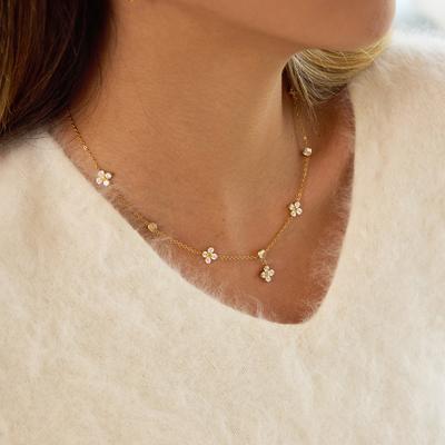 Yori Neue Weiße Zirkonia Anhänger Halskette Wasserdicht Einfach Mode Metallstruktur Trendiger Schmuck Für Frau