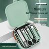 Matcha Green Nail Care Set: Anti-Splash Clippers, High-Grade Nail Tweezers, Eyebrow Tweezers, and Nose Hair Trimmer.